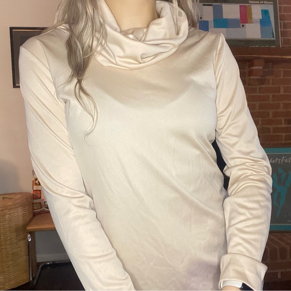 Vintage 1970s Lady Manhattan Silky Stretch Cowl Roll Neck Turtleneck Shi… - Picture 1 of 14